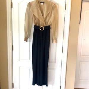 Beautiful long sleeve gold and black jumpsuit. Size 8